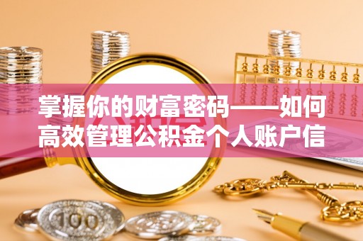 莱州掌握你的财富密码——如何高效管理公积金个人账户信息
