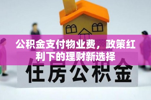 莱州公积金支付物业费，政策红利下的理财新选择