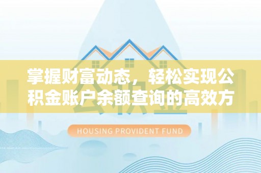 莱州掌握财富动态，轻松实现公积金账户余额查询的高效方法