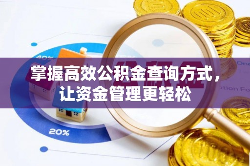 莱州掌握高效公积金查询方式，让资金管理更轻松